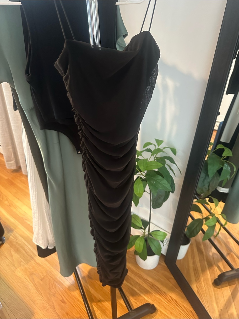 B Darlin Black Ruched Midi Slip Dress - Picture 2 of 4